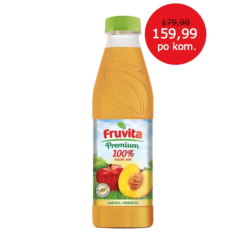 Jabuka, Breskva Sok 100% 0.75L Pvc Fruvita u paketu od 6 flaša
