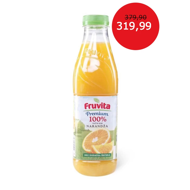 Fruvita Premium 100% Voćni Sok Narandža 0.75L PET ambalaža u paketu od 6 flaša
