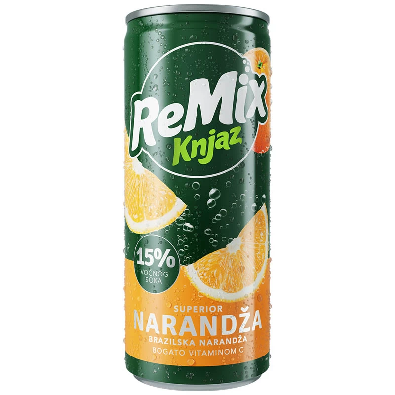 Knjaz Remix Superior Orange 0.33L u limenci u pakovanju od 12 komada