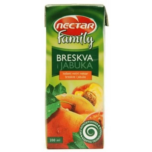 Nectar Family Breskva + Jabuka Sok 0.2L Tetrapak u paketu od 24 komada