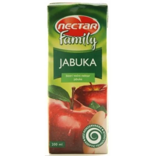 Nectar Family Jabuka Bistri Voćni Sok 0.2L Tetrapak u pakovanju od 24 komada