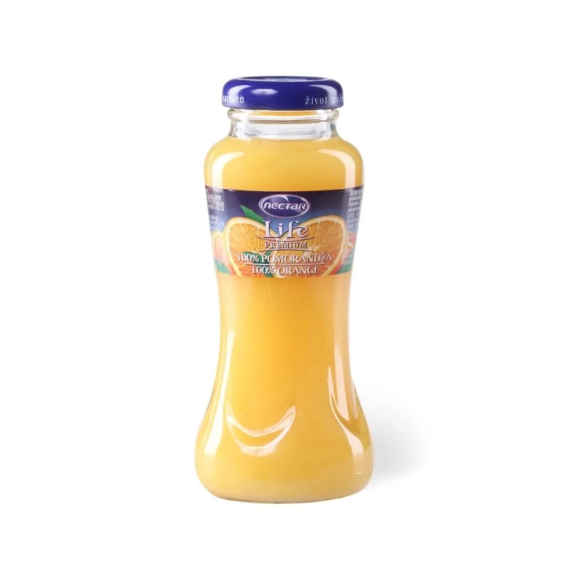 Nectar Life Premium 100% Pomorandža 0.2L u staklenoj flašici u paketu od 12 komada