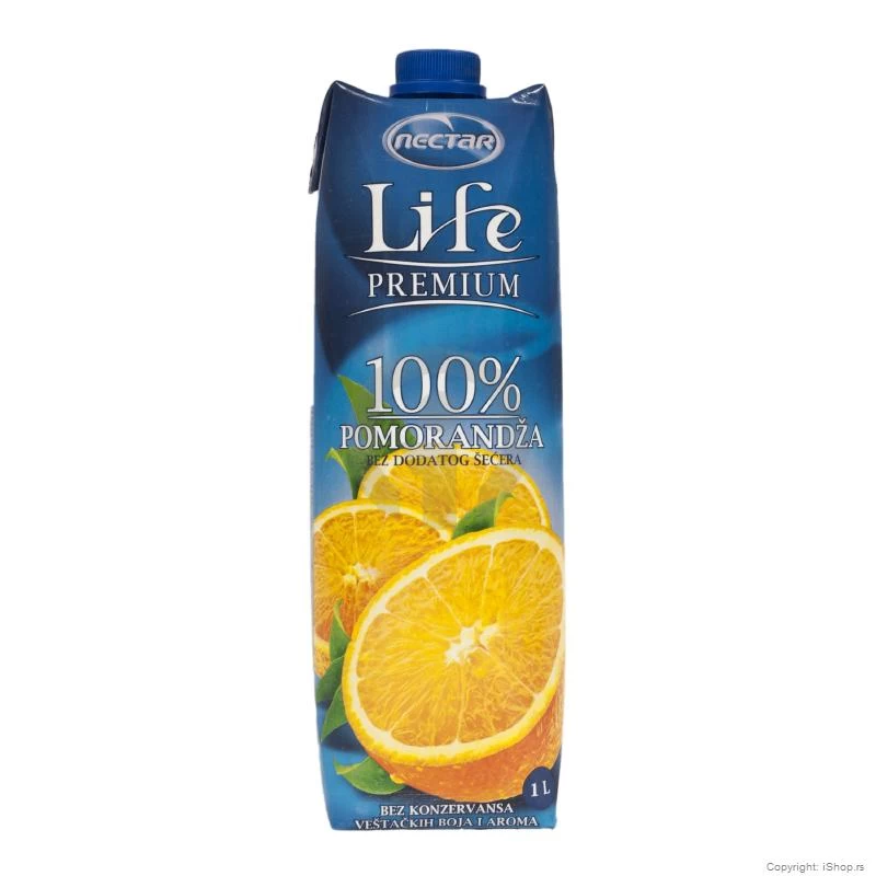 Nectar Life Premium Pomorandža 100% Sok 1L Tetrapak u pakovanju od 12 komada