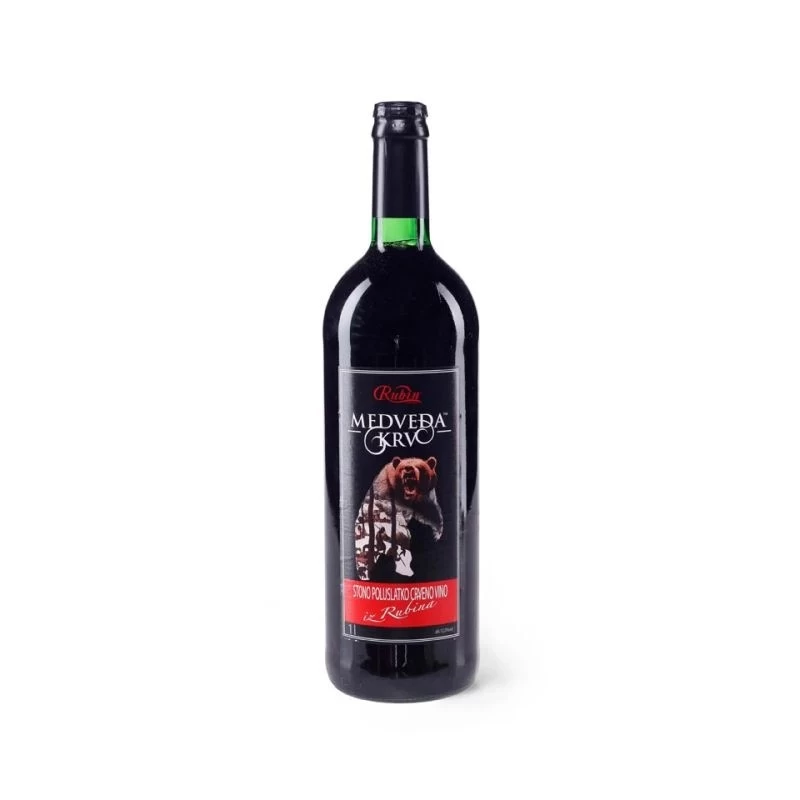 Vino Medveđa Krv Rubin - Stono Poluslatko Crveno Vino 1L