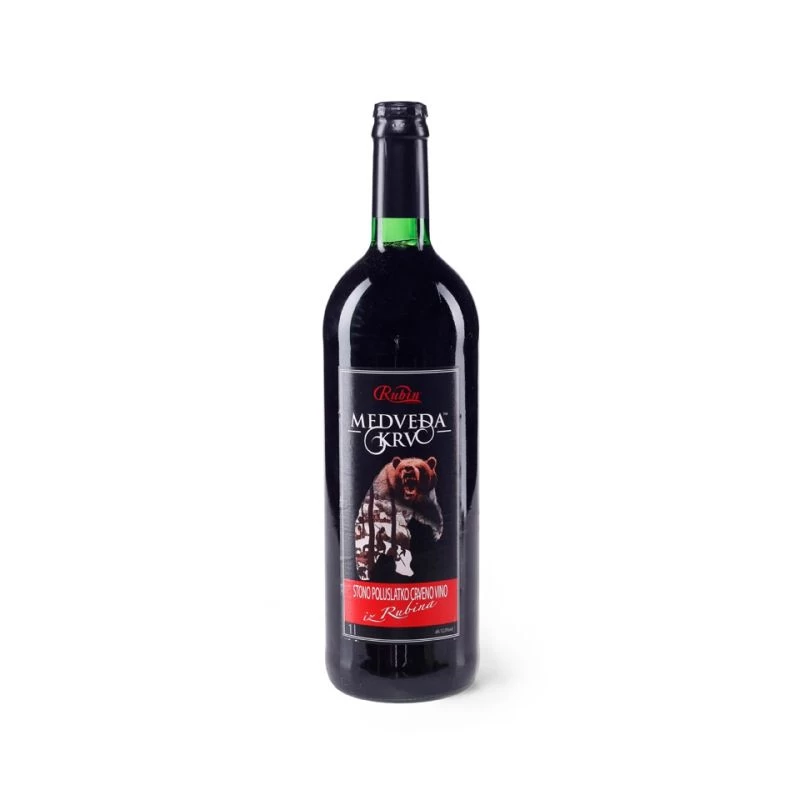 Vino Medveđa Krv Rubin - Stono Poluslatko Crveno Vino 1L