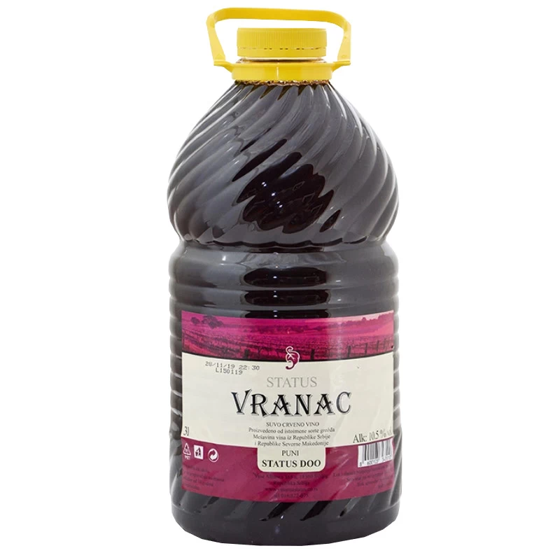 Vino Vranac Vinarija Status 3L Balon Pvc ambalaža